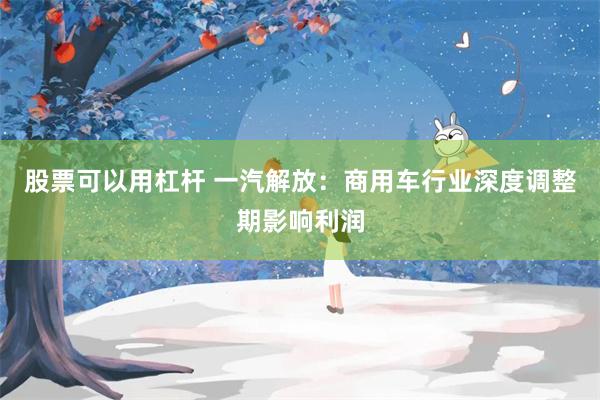 股票可以用杠杆 一汽解放：商用车行业深度调整期影响利润