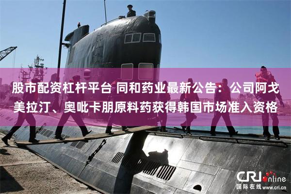 股市配资杠杆平台 同和药业最新公告：公司阿戈美拉汀、奥吡卡朋原料药获得韩国市场准入资格