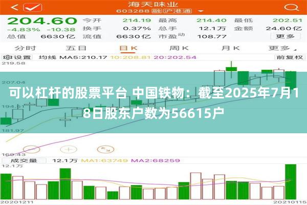 可以杠杆的股票平台 中国铁物：截至2025年7月18日股东户数为56615户