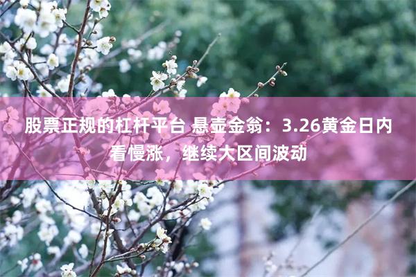 股票正规的杠杆平台 悬壶金翁：3.26黄金日内看慢涨，继续大区间波动
