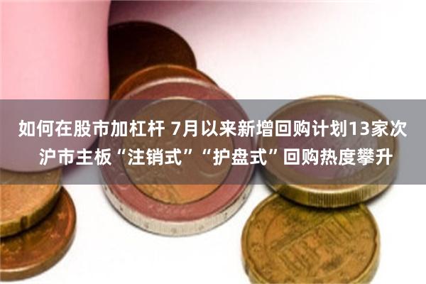 如何在股市加杠杆 7月以来新增回购计划13家次 沪市主板“注销式”“护盘式”回购热度攀升