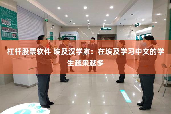 杠杆股票软件 埃及汉学家:在埃及学习中文的学生越来越多