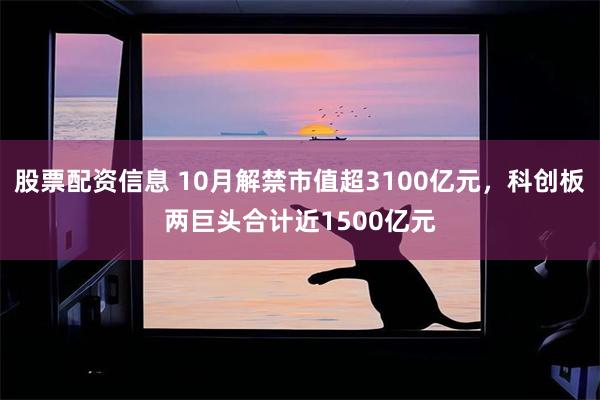 股票配资信息 10月解禁市值超3100亿元，科创板两巨头合计近1500亿元